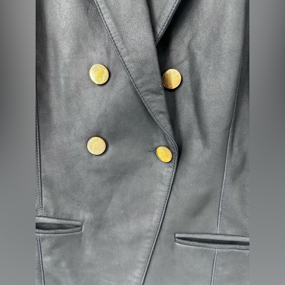 Savi Lamb Leather Blazer Nappalon Double Breasted Coat Womens Medium | P112 - Picture 3 of 9
